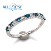 14K White Gold London Blue Topaz and Diamond Ring